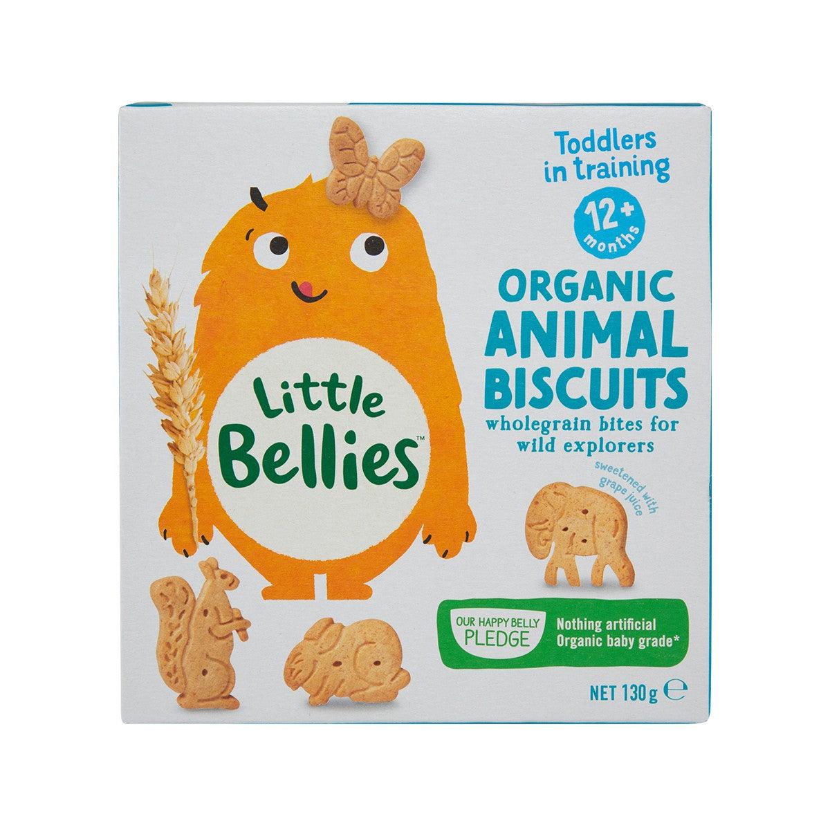 Little Bellies organic animal biscuits box, 130 g