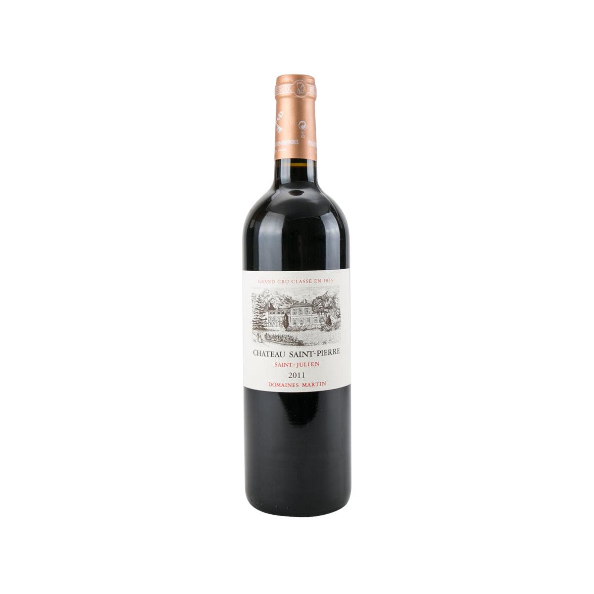 Dark glass wine bottle with cream label and cork, front view.