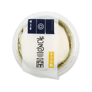 Mustard zaru tofu in clear plastic cup with label and seal