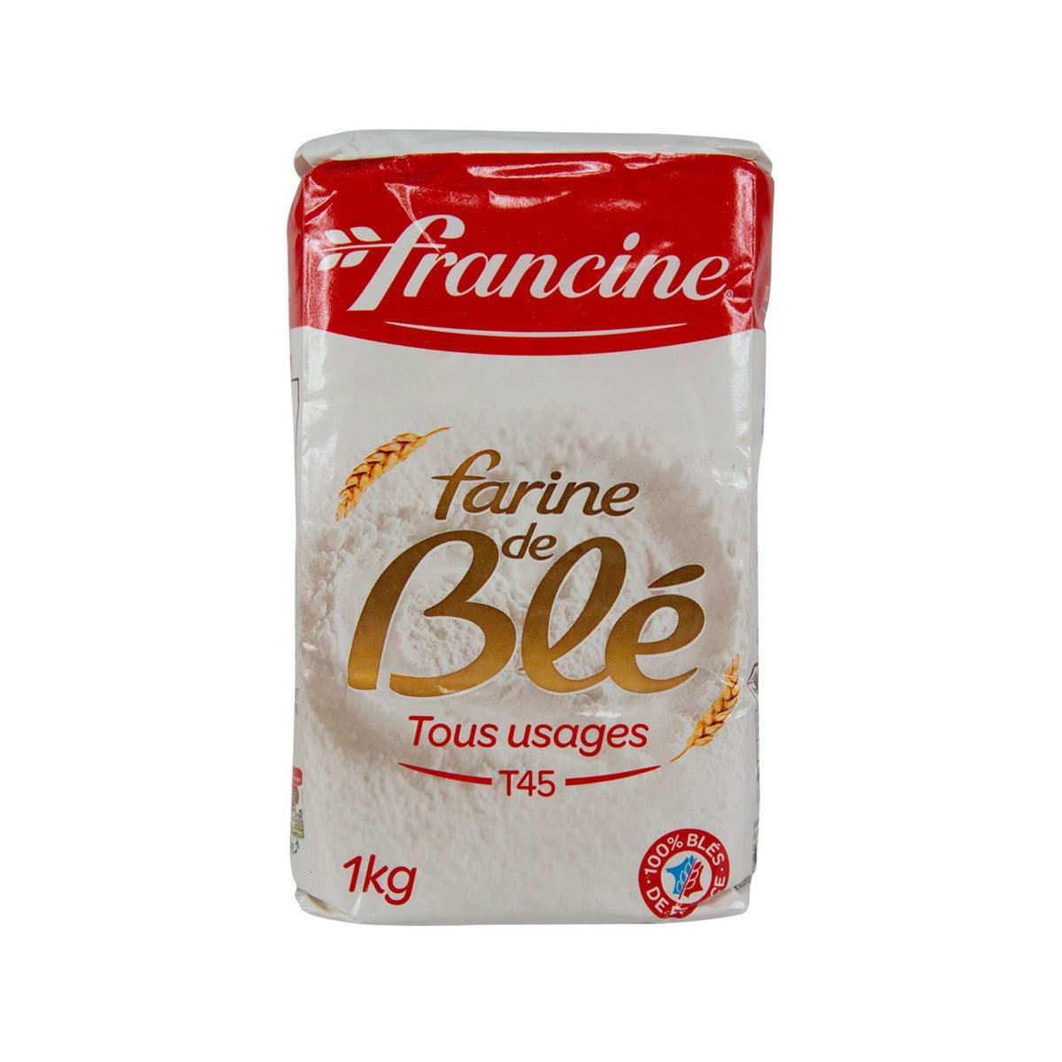 Francine all-purpose wheat flour bag (1kg), red top and front label