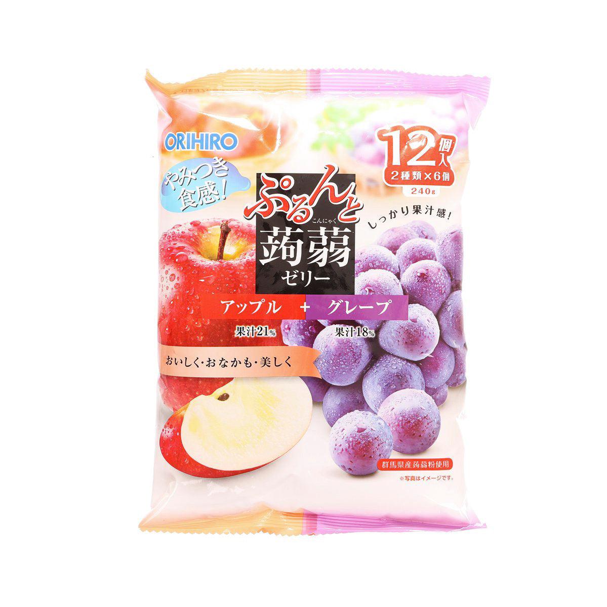 ORIHIRO konnyaku jelly pack with apple and grape fruit illustrations