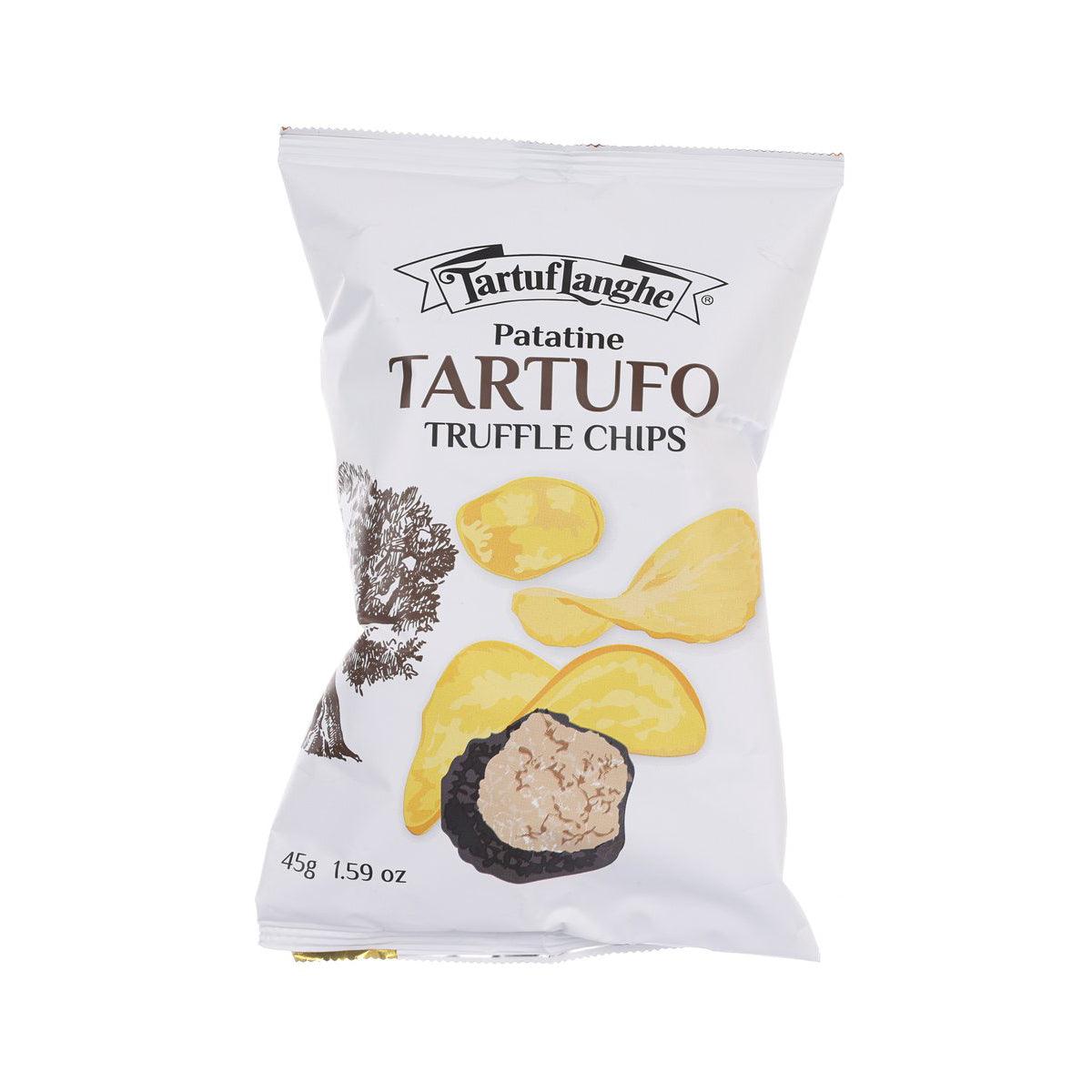 TARTUFLANGHE truffle potato chips bag front with TARTUFO truffle chips label