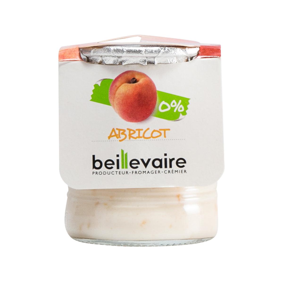 BEILLEVAIRE 0% fat apricot yogurt cup with foil lid