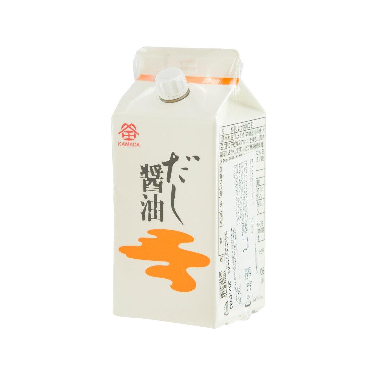 KAMADA soy sauce with seafood stock 200 mL pouch, side panel and spout cap