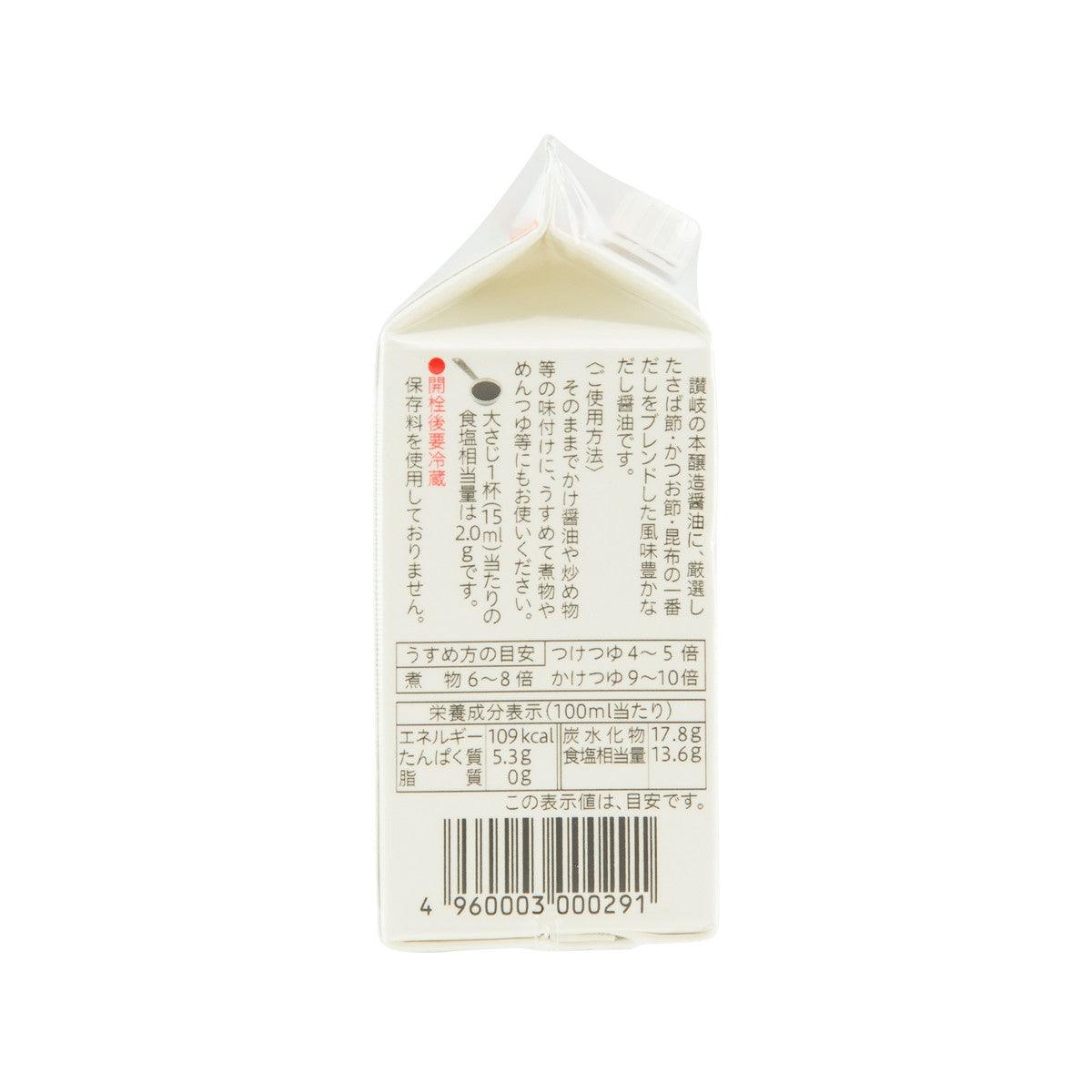 KAMADA soy sauce with seafood stock 200 mL pouch, back panel with ingredient text