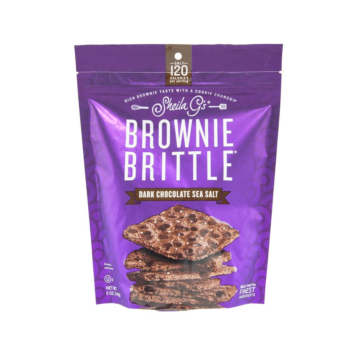 SHEILA G'S Brownie Brittle dark chocolate sea salt snack, purple pouch