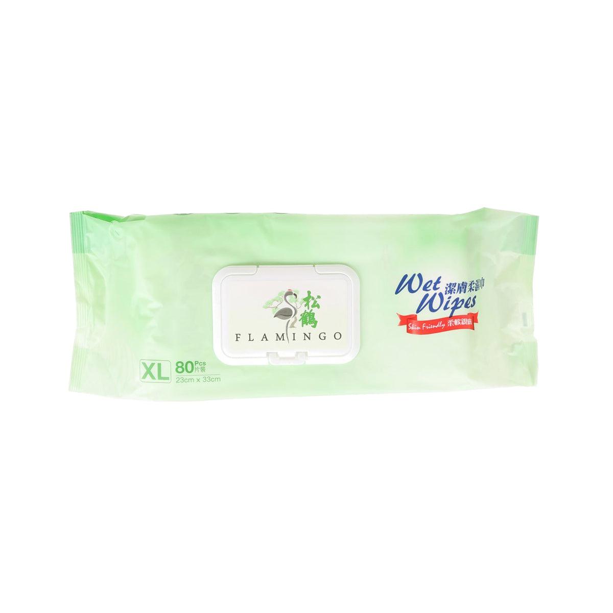 FLAMINGO wet wipes pack, green XL 23x33cm, 80-count resealable lid