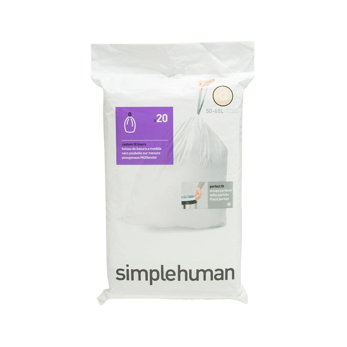SIMPLEHUMAN 50–65L Q trash bag pack, white, 20-count