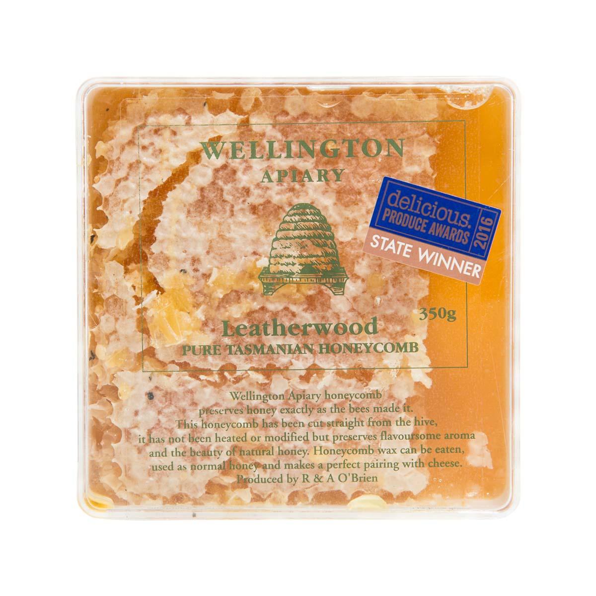 Wellington Apiary Leatherwood honeycomb in sealed 300g plastic tub