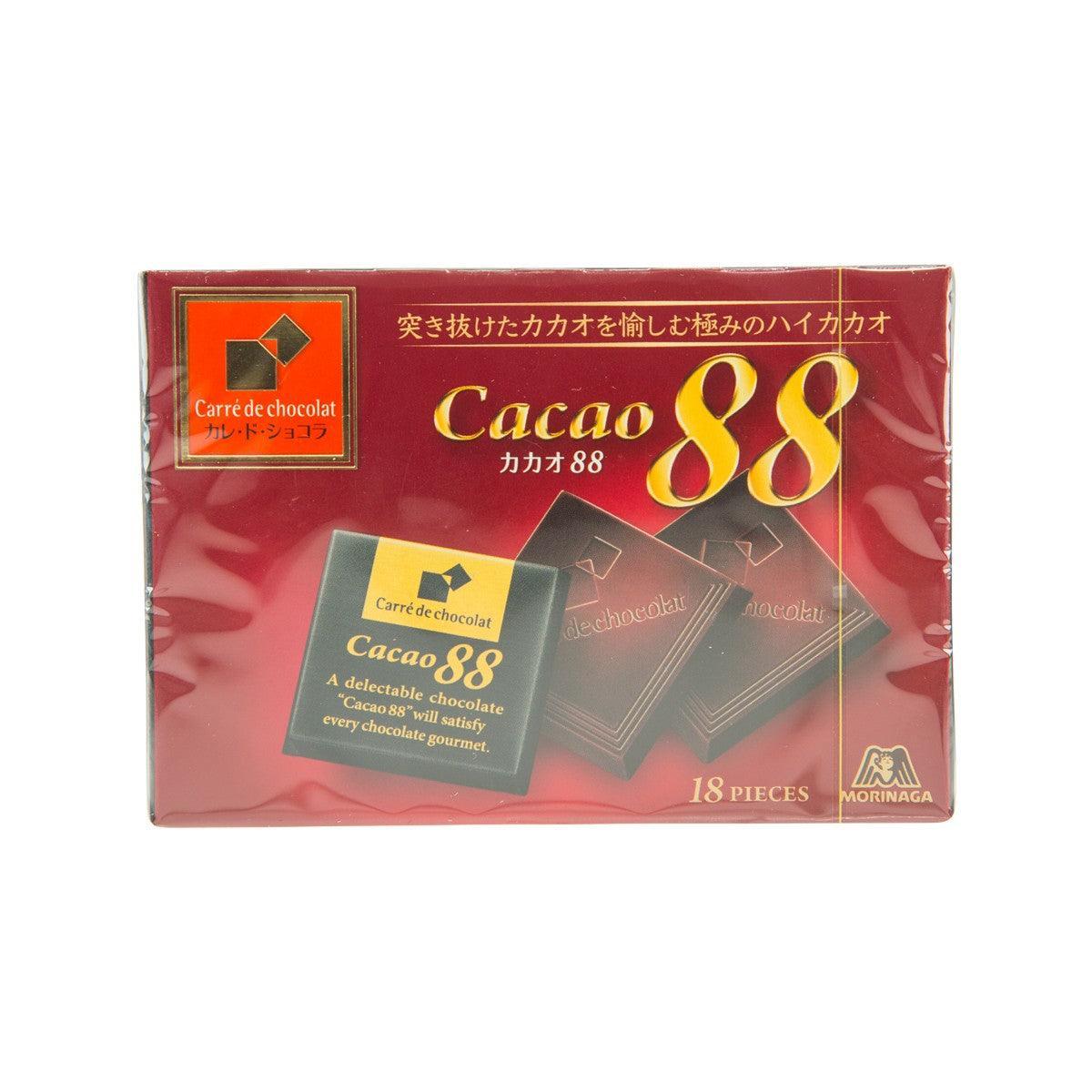 MORINAGA cacao 88% chocolate bar pack, 18 pieces in red wrapper