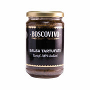 BOSCOVIVO black truffle sauce jar with glass body and gold lid, 290 g