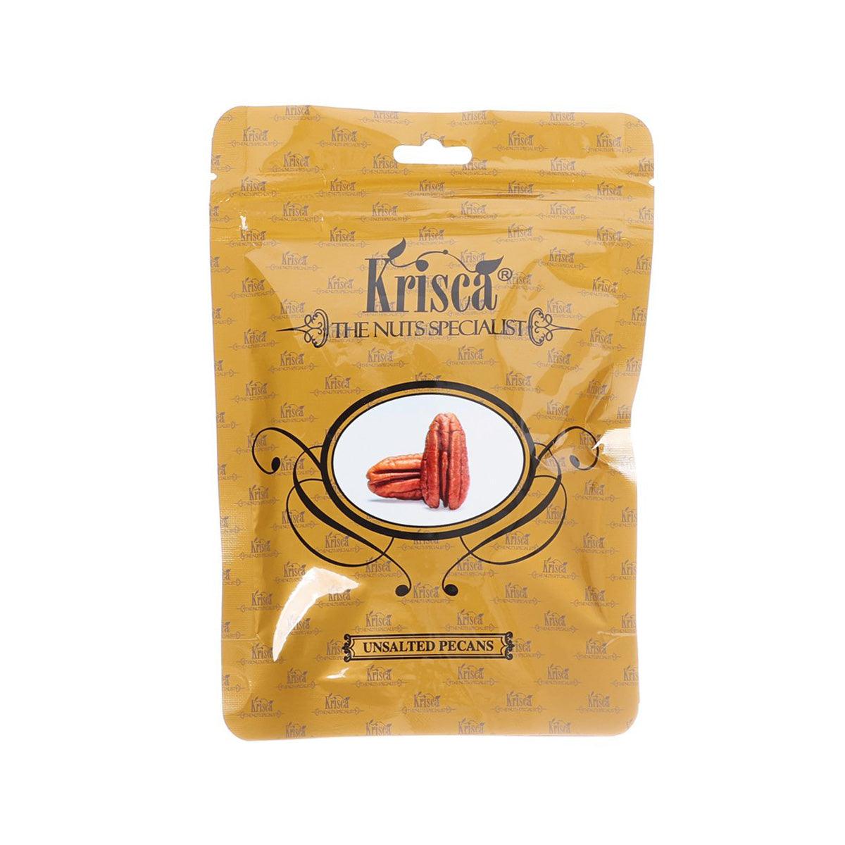 KRISCA unsalted pecans 120g pouch, front label with pecan image