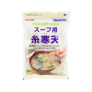 Agar strips for miso soup in sealed white packet with soup illustration
