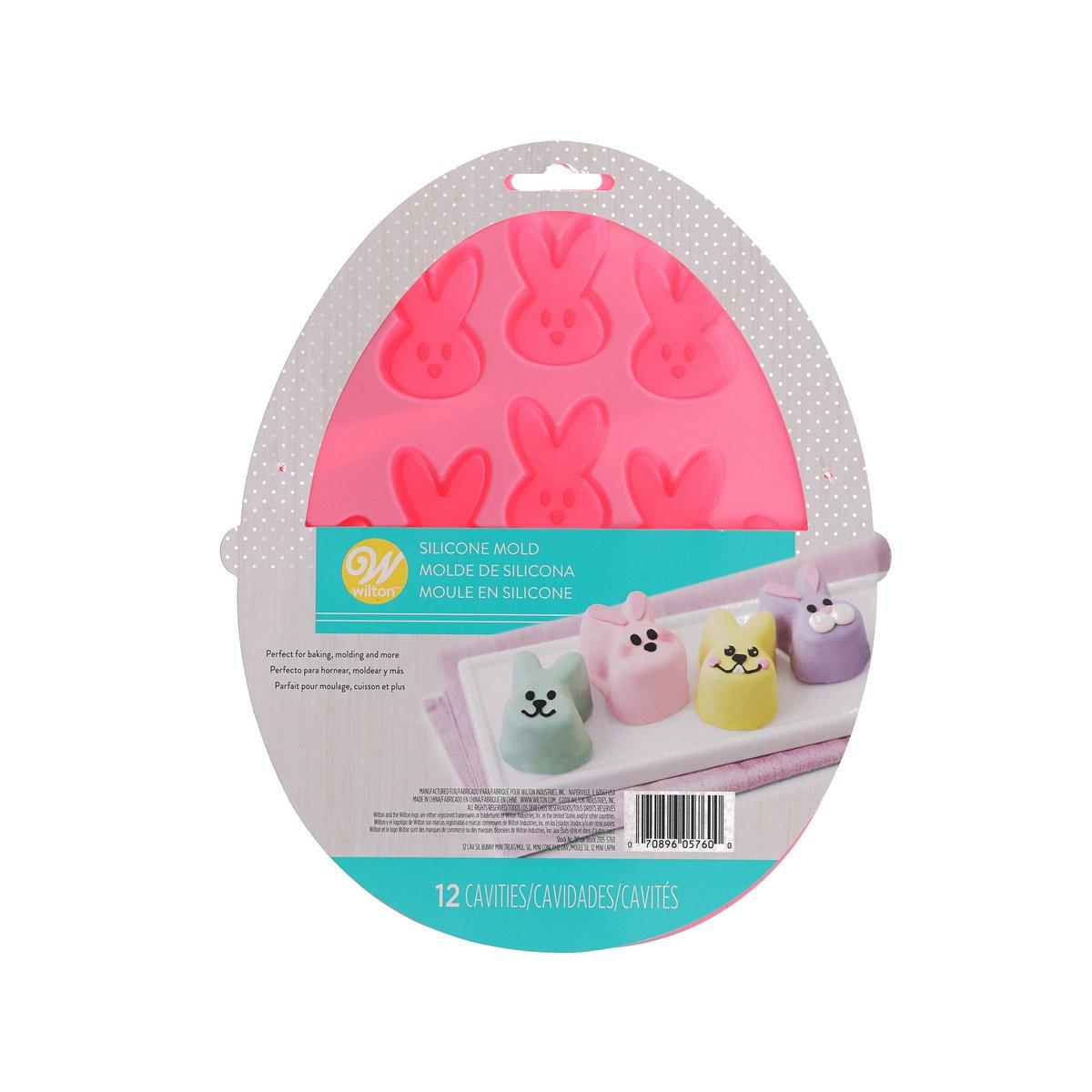 Bunny silicone bite-size treat mold, pink with 12 cavities