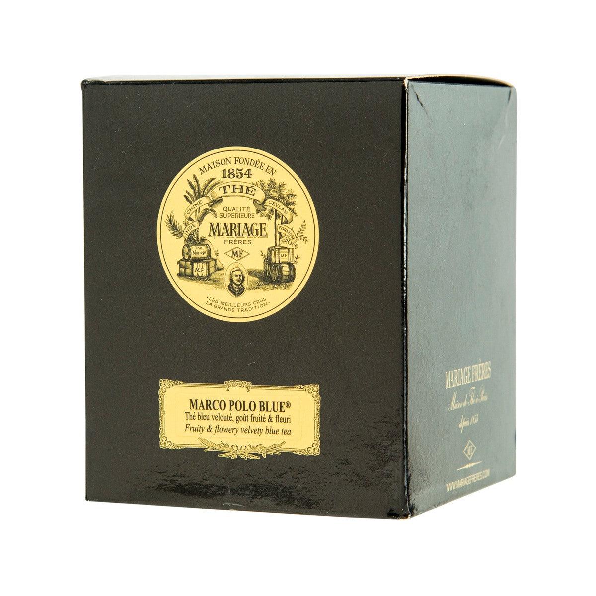 MARIAGE FRERES tea box side with gold logo and text