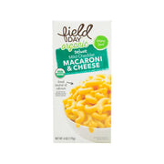 Organic mild cheddar macaroni & cheese dry mix box, 170g, with curly pasta illustration