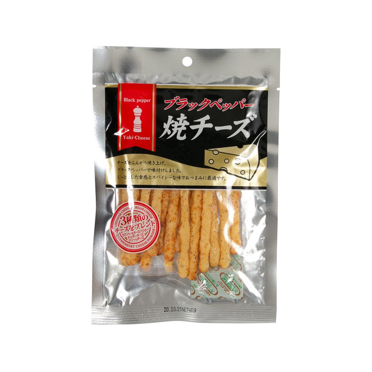Baked cheese snack bag with black pepper seasoning, cheese sticks