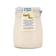 FERME DU MANEGE low-fat vanilla yogurt jar, beige glass with foil lid