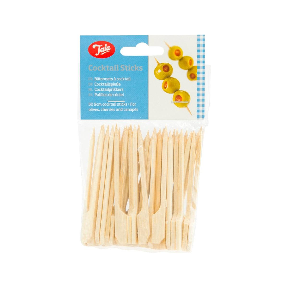 50-pack bamboo cocktail sticks in clear bag
