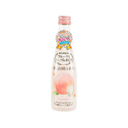 White peach fruit and herb liquor bottle with pink cap, 300 mL