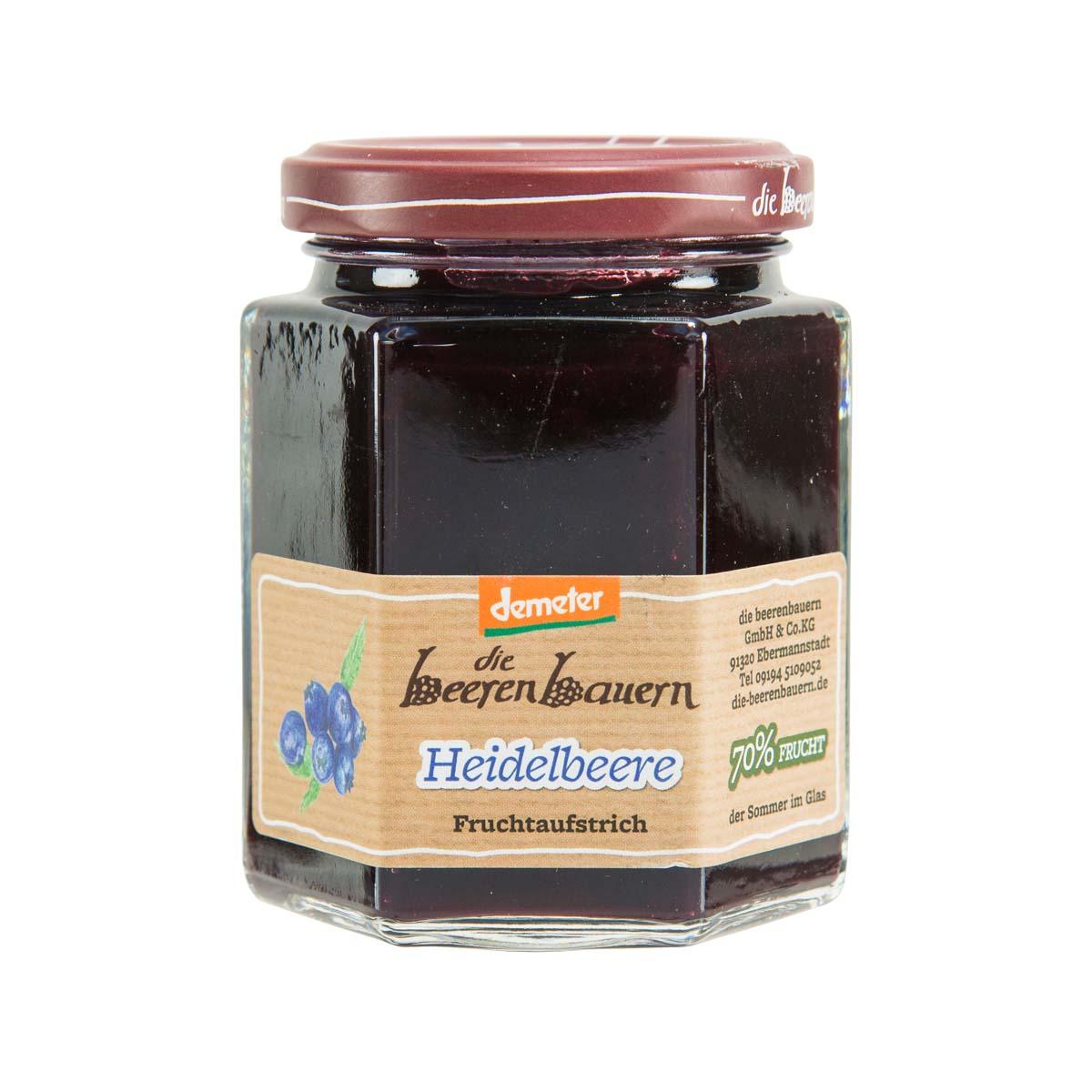 BEERENBAUERN organic blueberry jam jar, 70% fruit, Demeter label