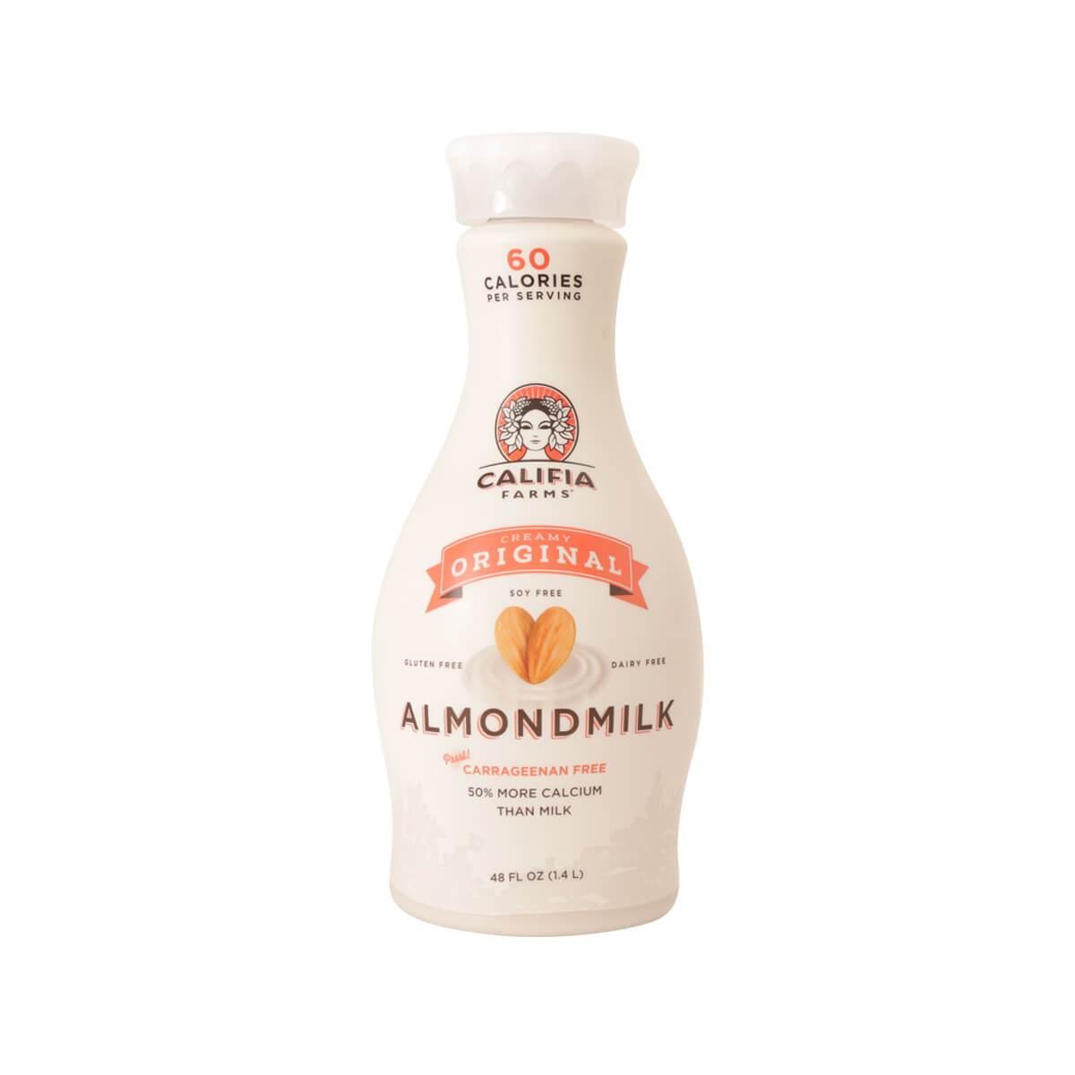 CALIFIA FARMS original almondmilk 1.4L bottle, front label with 60 calories