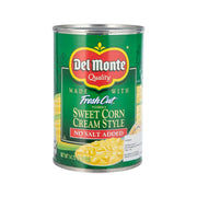 Del Monte canned sweet corn cream style, no salt added, front label