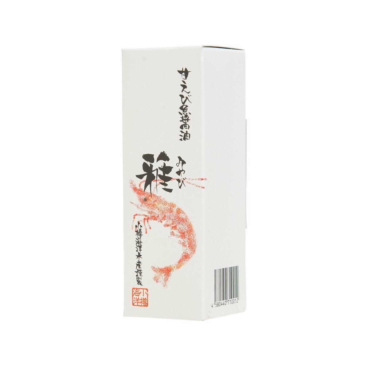 OTARUKAIYO Miyabi sweet shrimp fish sauce carton, front panel with red shrimp artwork