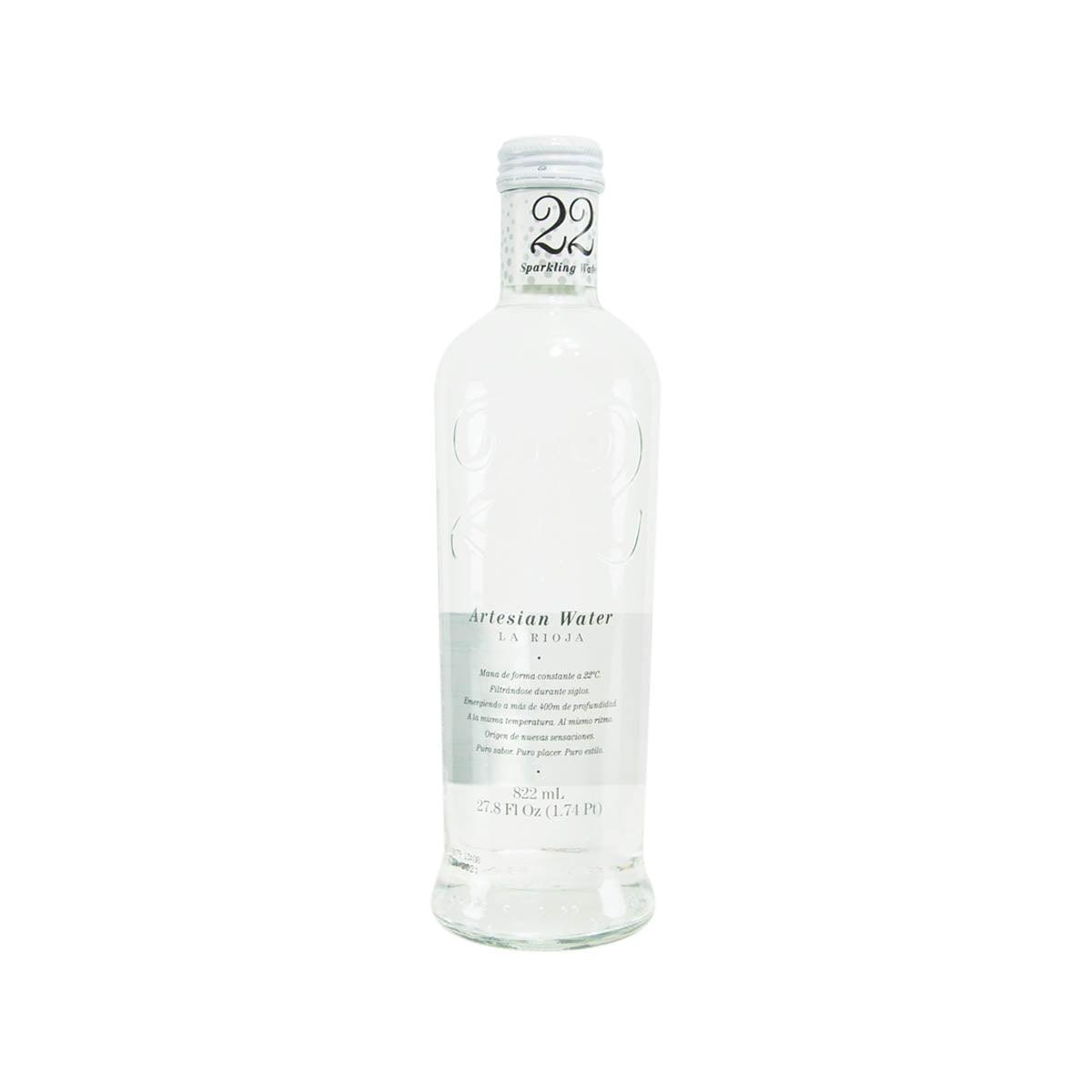 22 Artesian Water sparkling water bottle, clear glass, 822 mL