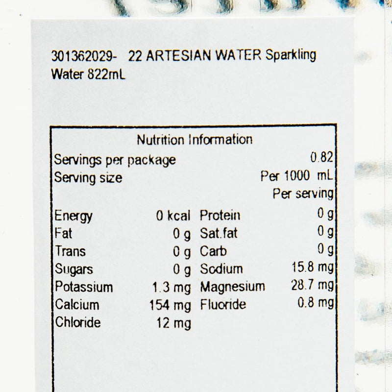 22 ARTESIAN WATER Sparkling Water  (822mL)
