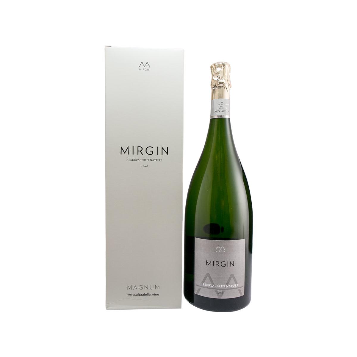Magnum sparkling wine bottle with gold foil and Mirgin label, with white gift box
