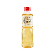 Japanese hon mirin bottle, 500 mL, red cap, clear golden liquid