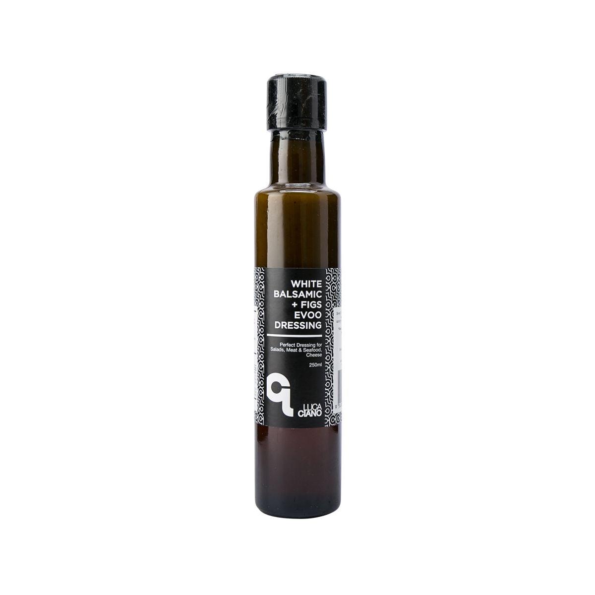 LUCA CIANO white balsamic + figs dressing bottle with black cap, front label