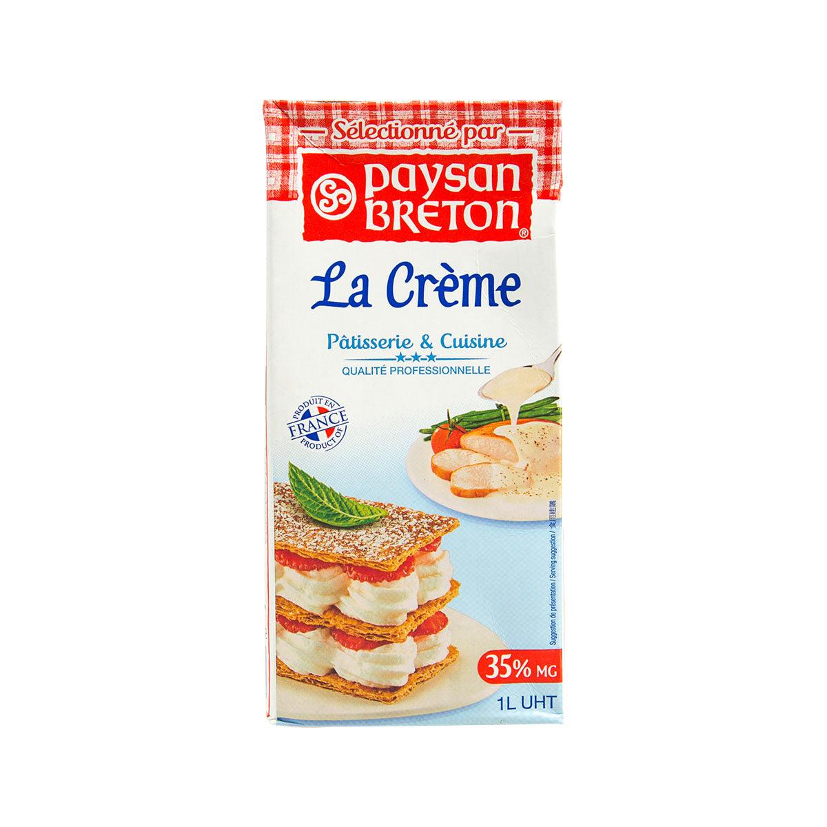 PAYSAN BRETON sterilized UHT whipping cream carton, front view, 1 L