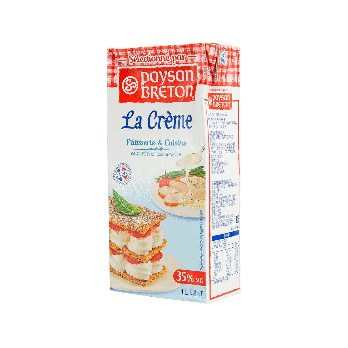 PAYSAN BRETON sterilized UHT whipping cream carton, side panel, 1 L