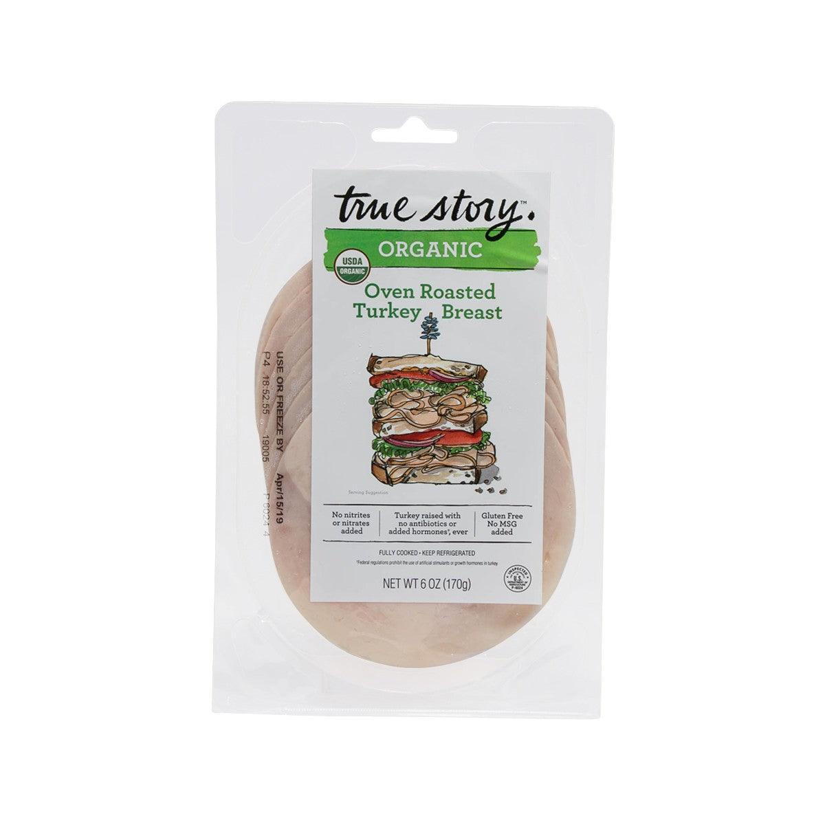 TRUE STORY Organic oven roasted turkey breast pouch, 170 g, sliced turkey