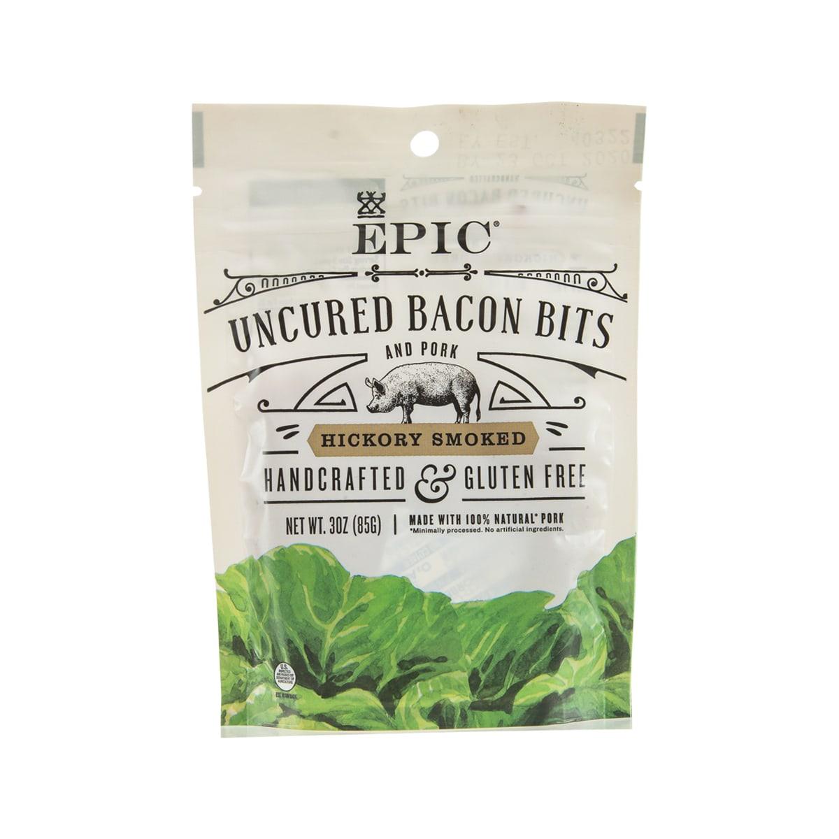 EPIC uncured bacon bits, hickory smoked, handcrafted and gluten-free, 3 oz pouch