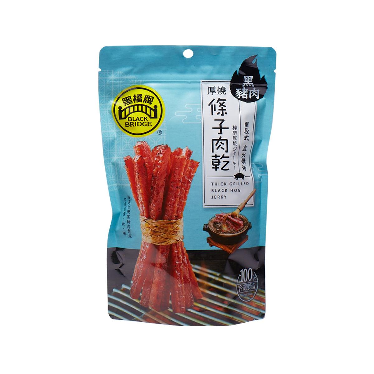 BLACK BRIDGE thick grilled black hog jerky in resealable pouch, 100g