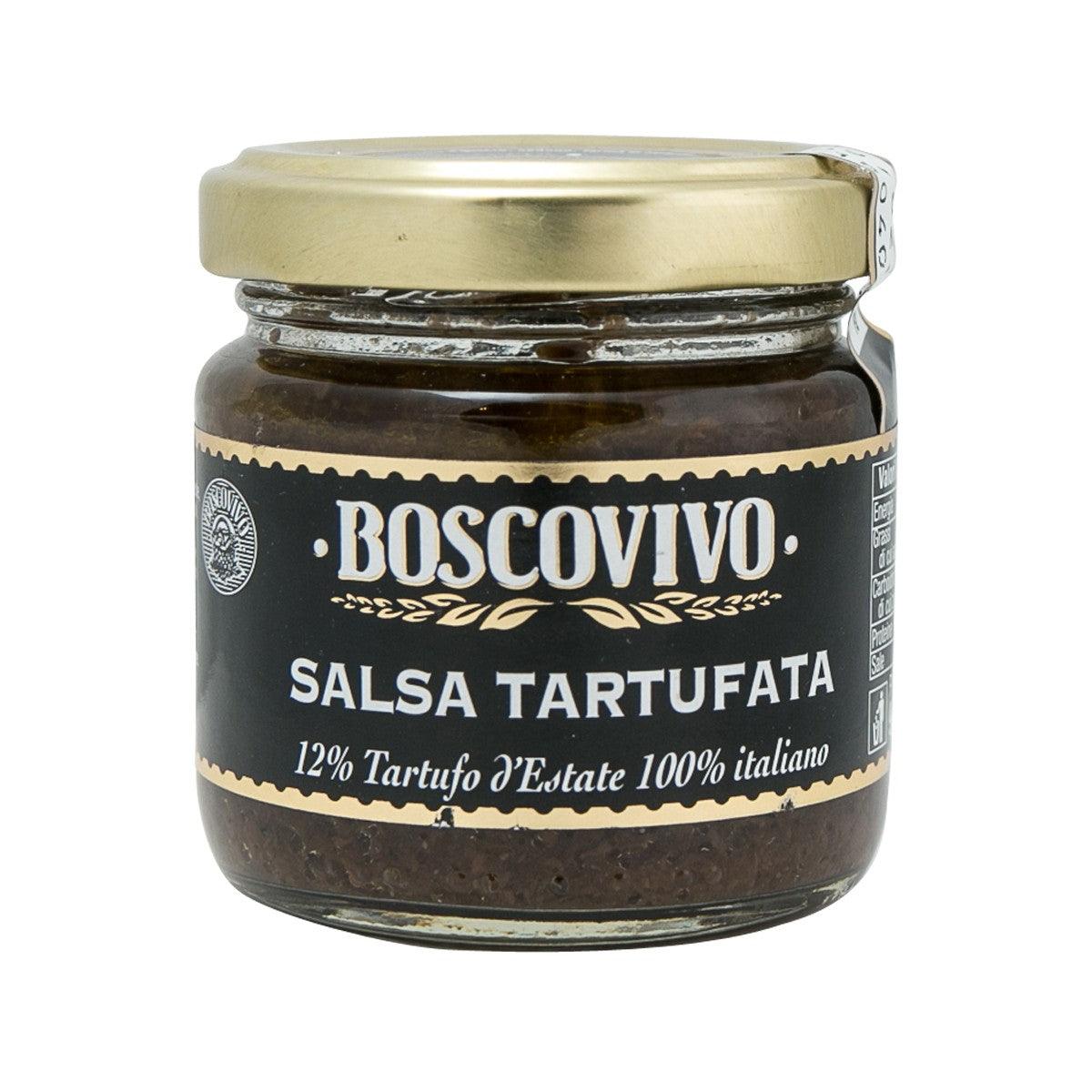 BOSCOVIVO black truffle sauce jar with glass container and metal lid