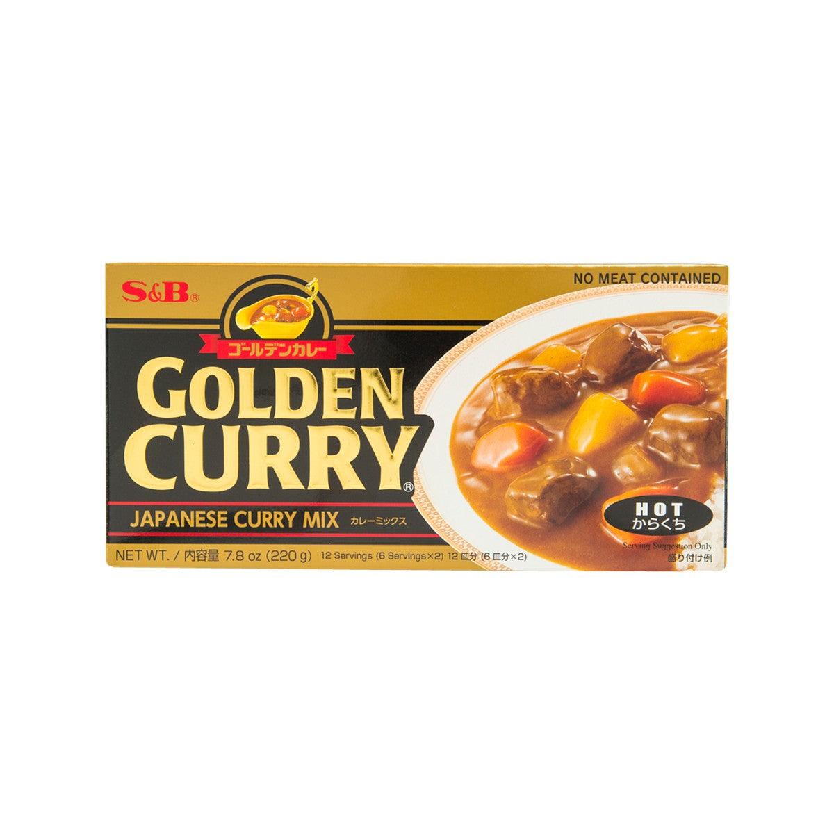 S&B Golden Curry hot Japanese curry sauce mix, 220 g packet