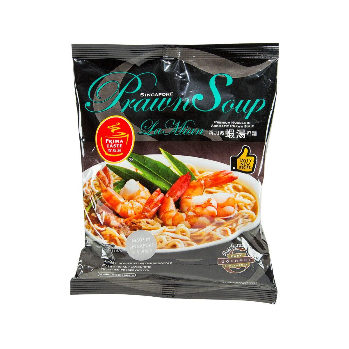 Prawn noodle soup seasoning packet with prawn and noodle bowl graphics