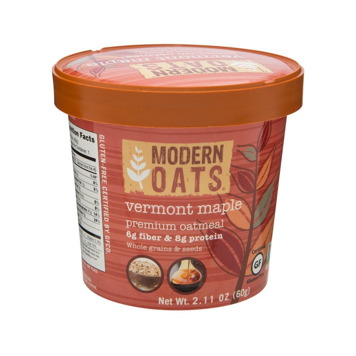 Gluten-free oatmeal cup with Vermont maple flavor label, 60g