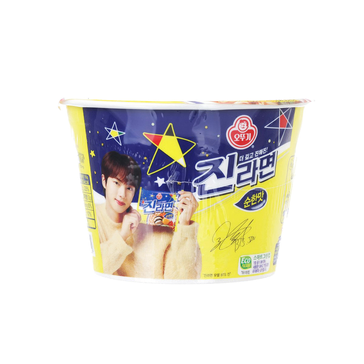 OTTOGI Jin Ramen noodles bowl cup, mild flavor, side label