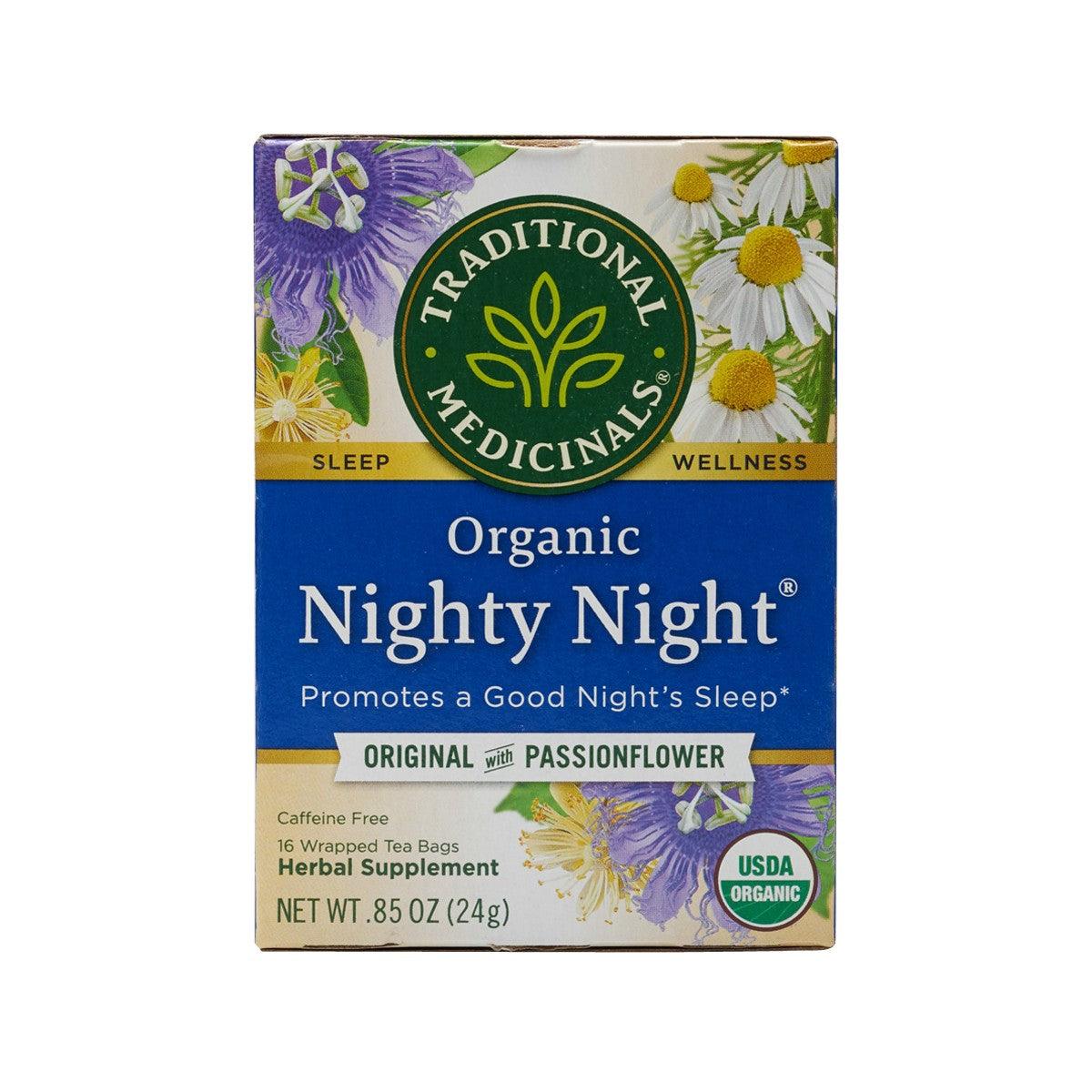 Organic herbal tea bag box with passionflower, Sleep Wellness branding