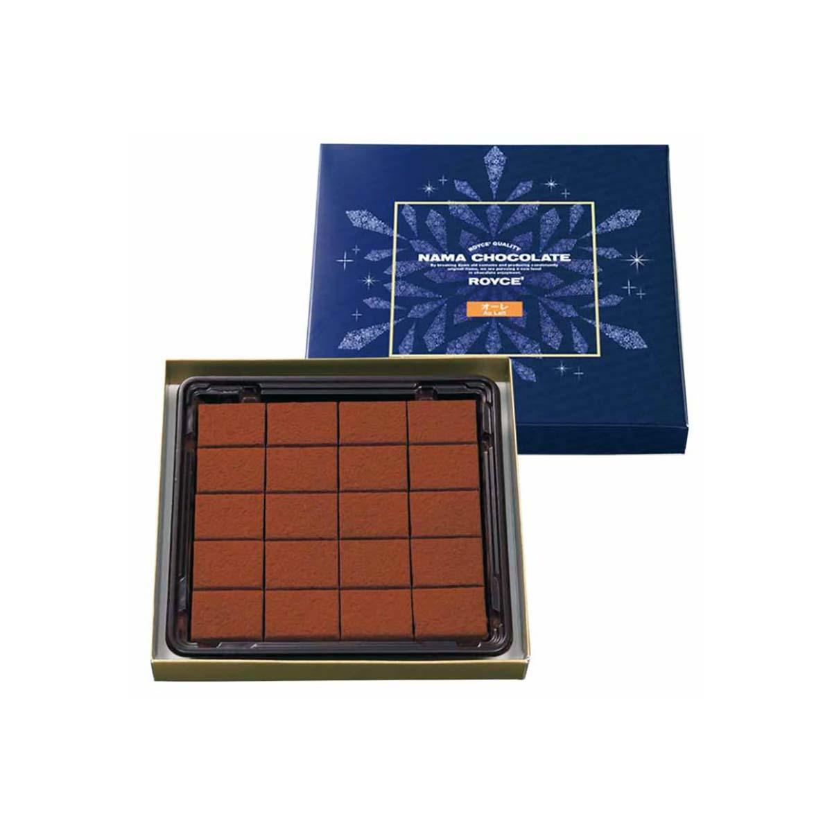 ROYCE' au lait nama chocolate gift box, 20-piece tray of square chocolates