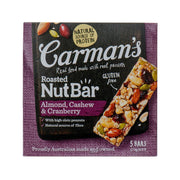 CARMAN'S Roasted NutBar almond, cashew & cranberry nut bar in purple package