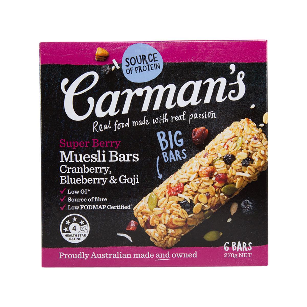 Super Berry muesli bar box with granola bar photo on front