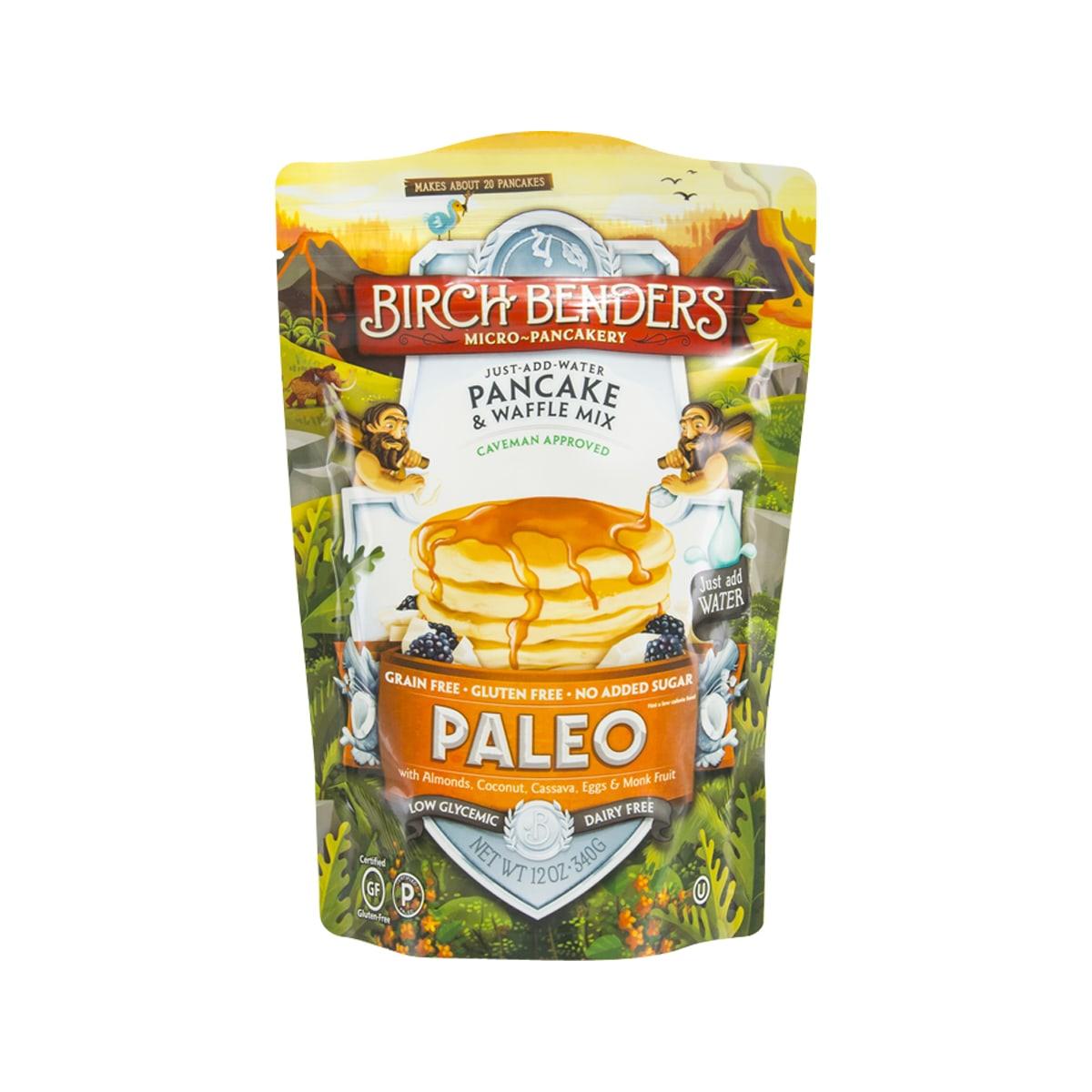 BIRCH BENDERS Paleo pancake & waffle mix stand-up pouch, front label view