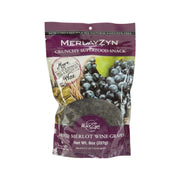 Dried Merlot wine grapes snack pouch, 227 g, with grape illustration