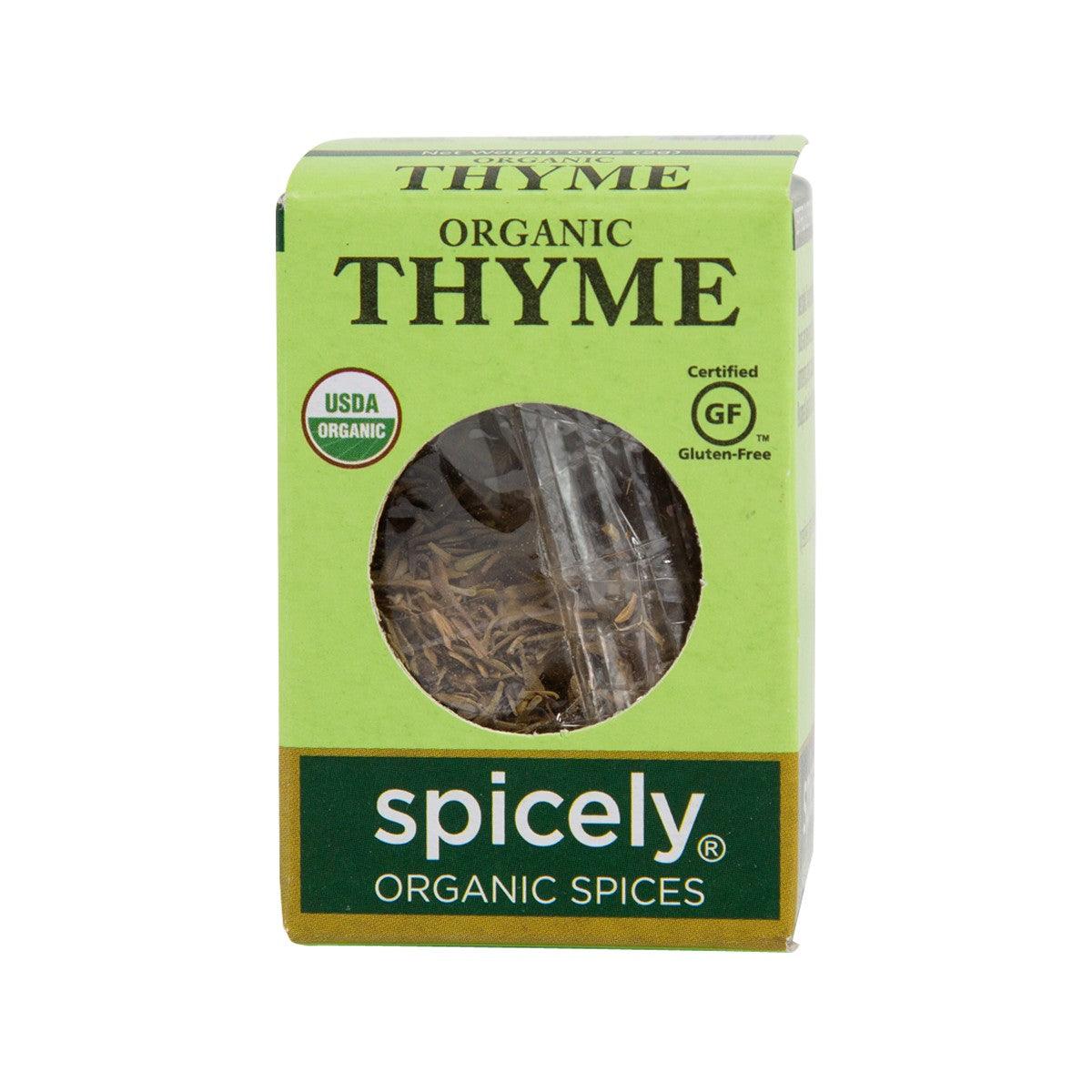 Spicely organic thyme whole herb seasoning packet with round window